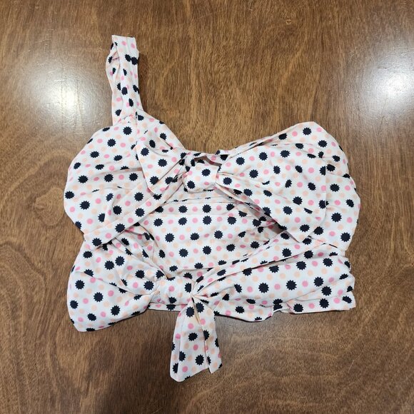 Maeve By Anthropology Crop Top Size 6 One Shoulder Sleeve Polka Tod Preppy - Picture 2 of 8